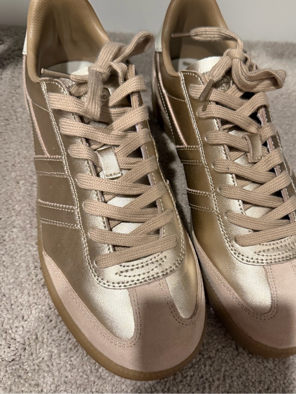 GOLA viper metallic- gold/gum-Tone Leather & Suede Sneaker - size 9.5